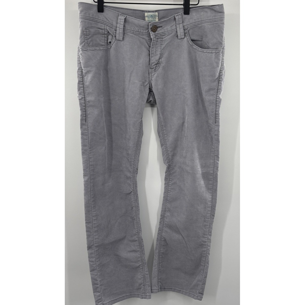 Levis 504 Slouch Straight Corduroy Pants Grey Womens Sz 35x31 Mid‎ Rise Trousers